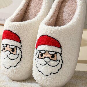 B227 White Christmas Santa Claus Graphic Slippers